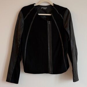 Vince Black Leather Sleeve Women's Jacket